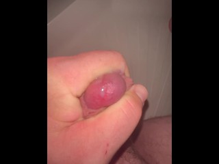 Loads of cum flowing in the shower using a vibrating bullet cock ring