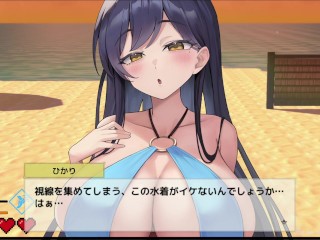 【#03 異世界ビーチ【Live2D×逃げゲー×誘惑】実況(体験版)】おっとり系爆乳水着美女にパイズリされぶっかけ顔射してしまう。