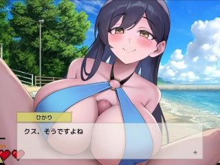 【#03 異世界ビーチ【Live2D×逃げゲー×誘惑】実況(体験版)】おっとり系爆乳水着美女にパイズリされぶっかけ顔射してしまう。