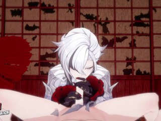 The sexy Arlecchino submits us with her big tits and lustful pussy