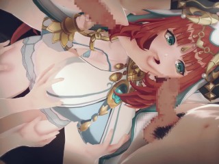 【原神】ニィロウがたくさんの男達と集団セックスする3Dエロアニメーション。(3p 4p FMMセックス)