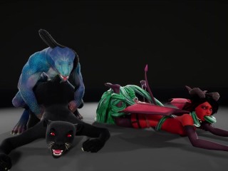 Hard sex orgy with furry beings from Wild Life
