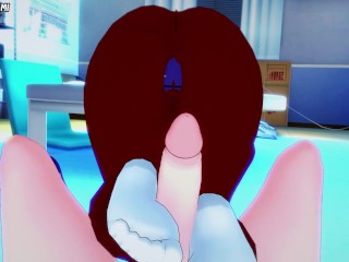 Sakie Sato from Demi-chan wa Kataritai Gives You A Footjob Hentai POV