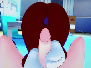 Sakie Sato from Demi-chan wa Kataritai Gives You A Footjob Hentai POV