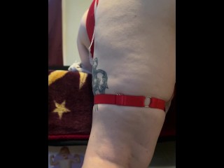 Red maid costume, bend me over Daddy