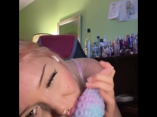 sexy teen uses 2 toys to practice on || sexy 19yr sucks 2 dildos