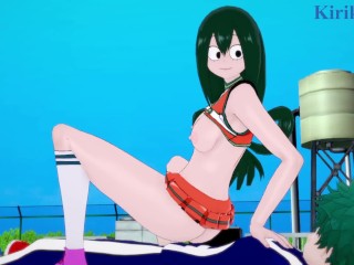 Tsuyu Asui and Izuku Midoriya have intense sex on the rooftop. - My Hero Academia Hentai