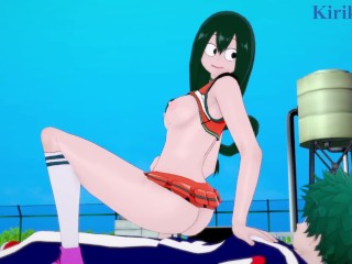 Tsuyu Asui and Izuku Midoriya have intense sex on the rooftop. - My Hero Academia Hentai