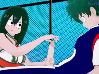 Tsuyu Asui and Izuku Midoriya have intense sex on the rooftop. - My Hero Academia Hentai