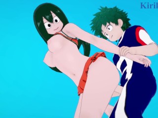 Tsuyu Asui and Izuku Midoriya have intense sex on the rooftop. - My Hero Academia Hentai