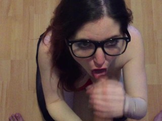 I cum on her cute little face and fill her glasses with my big cumshot - Veronikavonk/ Drakevonk cum