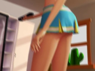 3DGSPOT - Horny Cheerleader Masturbates Her Tiny Pussy And Gets Two Orgams! 3D ANIMATION!