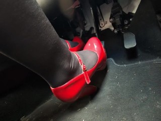 Girl Pumping Pedals in Heels to the Office