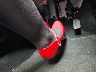 Girl Pumping Pedals in Heels to the Office