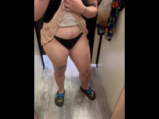 FTM Fem Puppy Boy Plays with His Big TDick in Dressing Room | Public