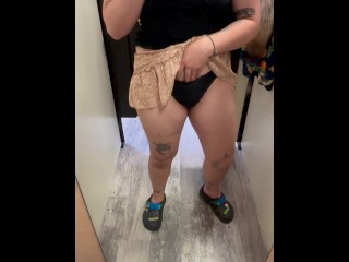 FTM Fem Puppy Boy Plays with His Big TDick in Dressing Room | Public