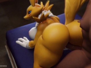 Furry MILF Renamon  is  fucked in the pussy