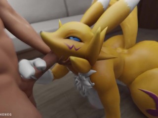 Furry MILF Renamon is creampied