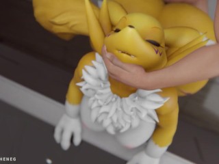 Furry MILF Renamon is creampied