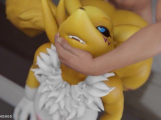 Furry MILF Renamon is creampied