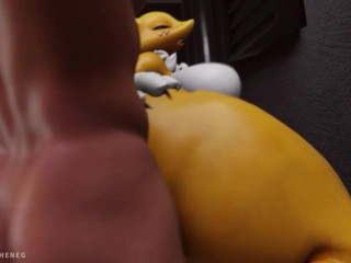 Furry MILF Renamon creampied right in the pussy