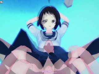 Mayaka from Hyouka Gives You A Footjob Hentai POV