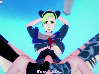 Jolyne from JoJo's Bizarre Adventure Gives You A Footjob Hentai POV