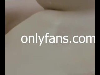 Enjoying a soapy body wash in the open shower, pussy teasing, showerhead masturbation