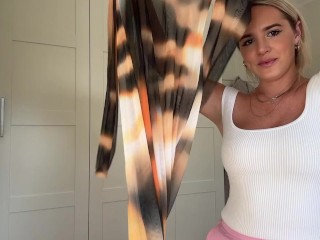 BIG TITS BLONDE TRIES ON SEXY SUPER TRANSPARENT DRESS