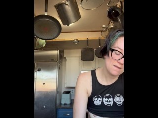 Doing dishes nude and mastrubating