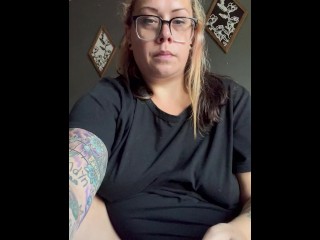 BBW step mom MILF masturbates with a glass dildo ride