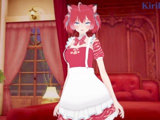 Akami Karubi and I have intense sex in the bedroom. - VTuber Hentai