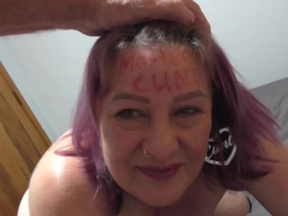 Kiwi Trashy MILF slut degrading body writing and treated like a trailer trash whore by her Master