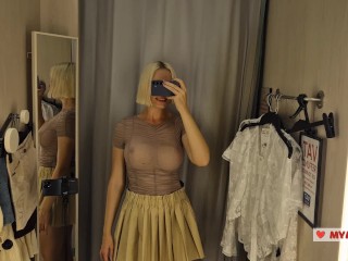 Sexy Try On Haul Transparent Clothes, Completely See-Through. At The Mall. Public fetish