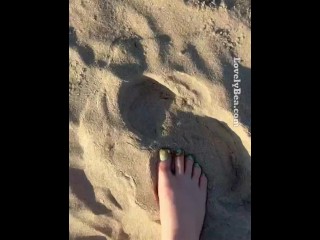 Washing off my beautiful Feet at sandy beach Lovely Bea