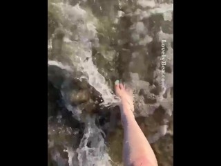 Washing off my beautiful Feet at sandy beach Lovely Bea