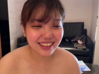 Gカップわがままボディのカフェ店員の濃厚スローフェラ＆うがいごっくん③。G-cup café clerk's blowjob and drinking sperm (3)