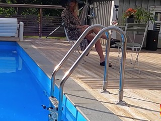 When the husband needs to work, the pool keeper gets fucked - Dreamescapades