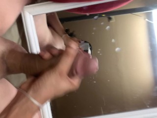 big 9" bbc cumming all over a mirror big load must watch!