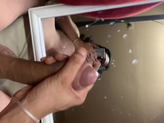 big 9" bbc cumming all over a mirror big load must watch!