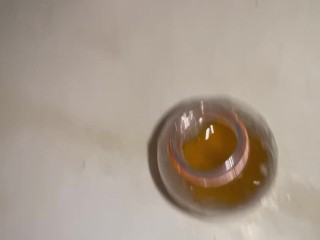 Babe pisses in Gatorade bottle