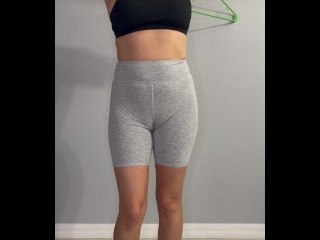 Sexy college teen stripping out of workout clothes