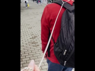 On a leash in the city. Full video on my Onlyfans (link in bio)