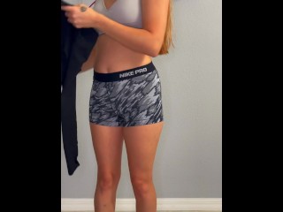 Sexy teen getting ready for the gym! Watch me get dressed