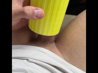 Extreme moaning into my tennis ball saver toy