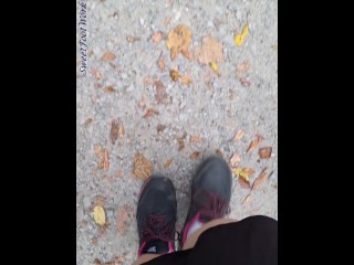 Take a Trail Walk with Me: ASMR Solo Female Walking in Sneakers Then Taking Off Sweaty Socks