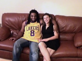 Hot PAWG fresh out of jail swallows 2 cocks for a place to stay