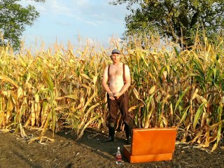 double pee and masturbation in the secluded countryside