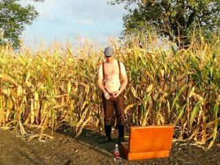 double pee and masturbation in the secluded countryside