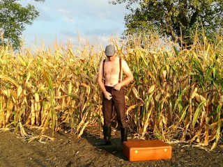 double pee and masturbation in the secluded countryside